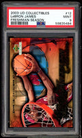 Lebron James Rookie Card 2003 UD Collectibles Freshman Season #12 PSA 9