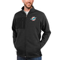 Men's Antigua Heathered Black Miami Dolphins Course Full-Zip Jacket