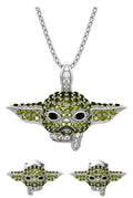 Star Wars Baby Yoda Rhinestone Metal Pendant Necklace And Earrings Set