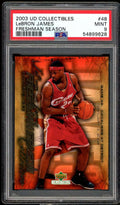 Lebron James Rookie Card 2003 UD Collectibles Freshman Season #48 PSA 9