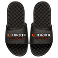 Men's ISlide Black Miami Hurricanes Football Stacked Slide Sandals