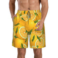 Kll Yellow Limes Men'S Casual Summer Beach Shorts Hawaiian Shorts With Pockets-Small