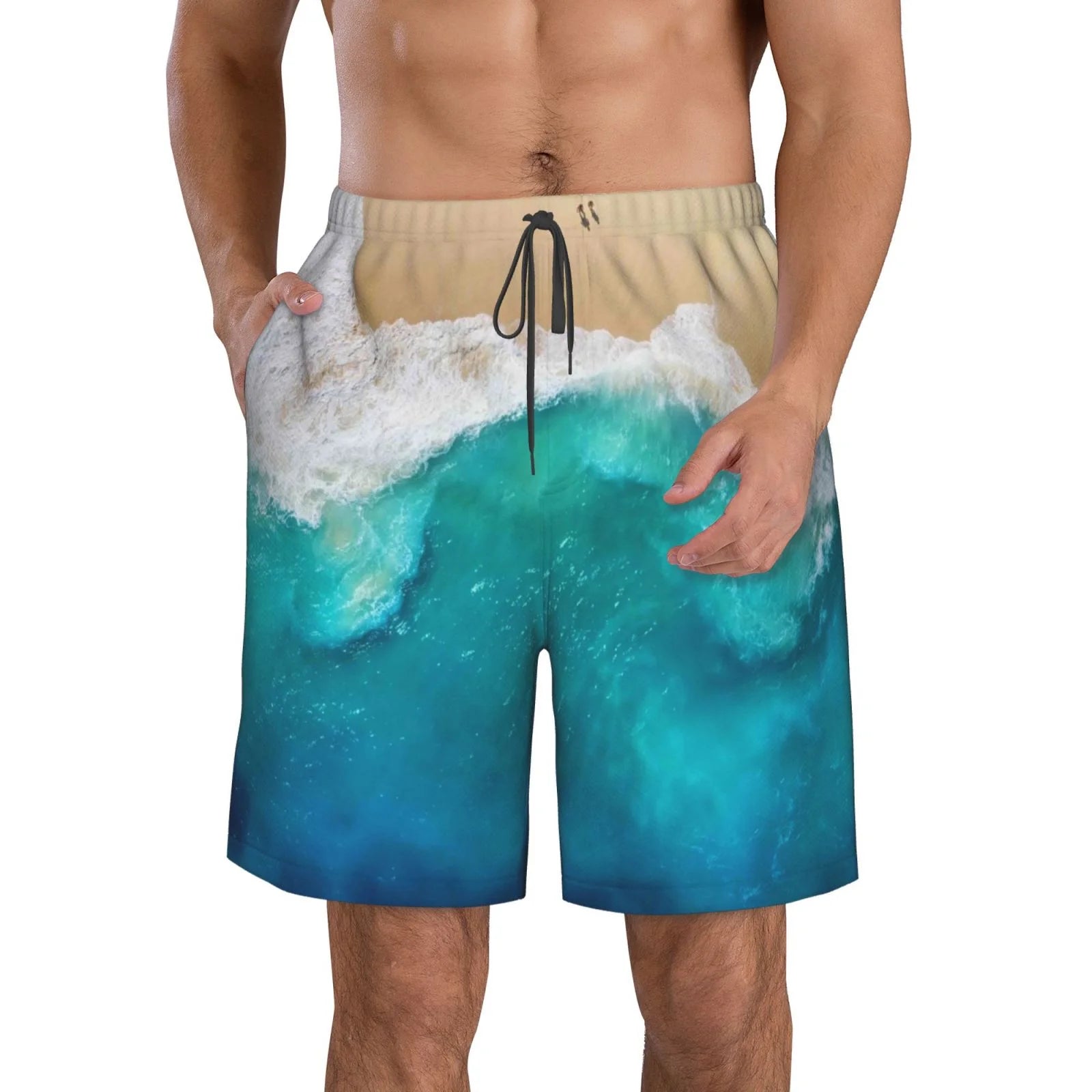 Kll Beach Men'S Casual Summer Beach Shorts Hawaiian Shorts With Pockets-Small