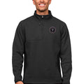 Men's Antigua Heather Black Inter Miami CF Primary Team Logo Course Quarter-Zip Pullover Top