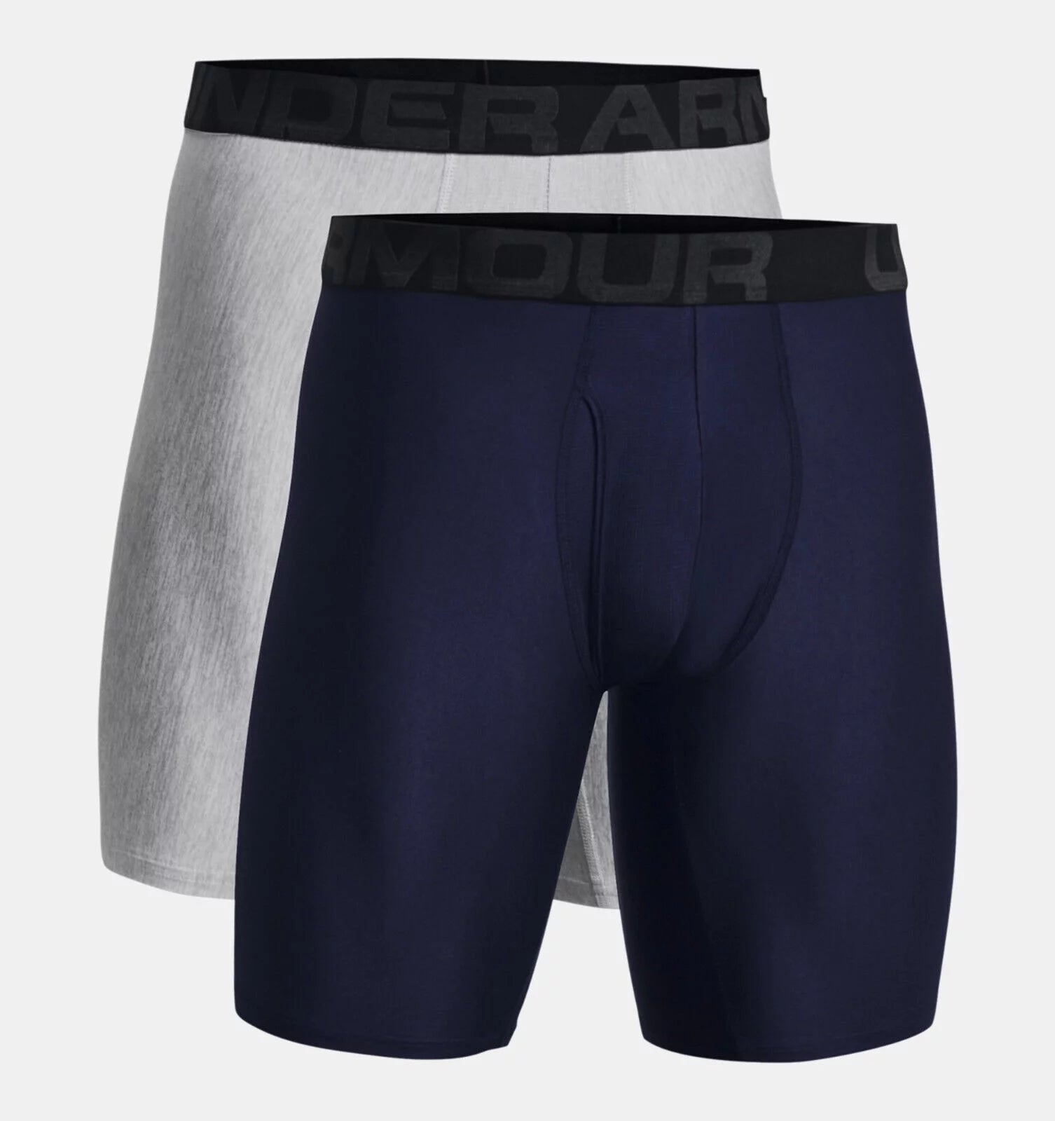 Under Armour Men's UA Tech 9 Boxerjock Boxer Briefs 2-Pack 1363622-410 Midnight Navy/Mod Gray Light Heather