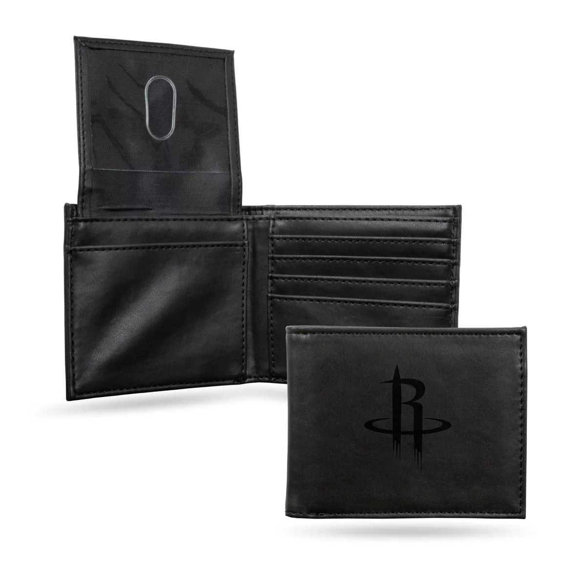 Houston Basketball Rockets Black Bilfold Wallet with clear ID display