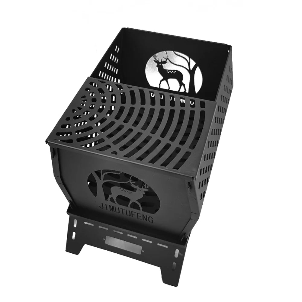 OWSOO Campfire Stand Portable Wood Burning Camp Stove, Folding Firewood Stove for Cooking, Camping, and Picnics