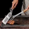 1pc, Stainless Steel BBQ Tool Set, Multipurpose Kitchen Utensils, Spatula & Fork With Wooden Handles, Grilling Accessories For Outdoor Cooking