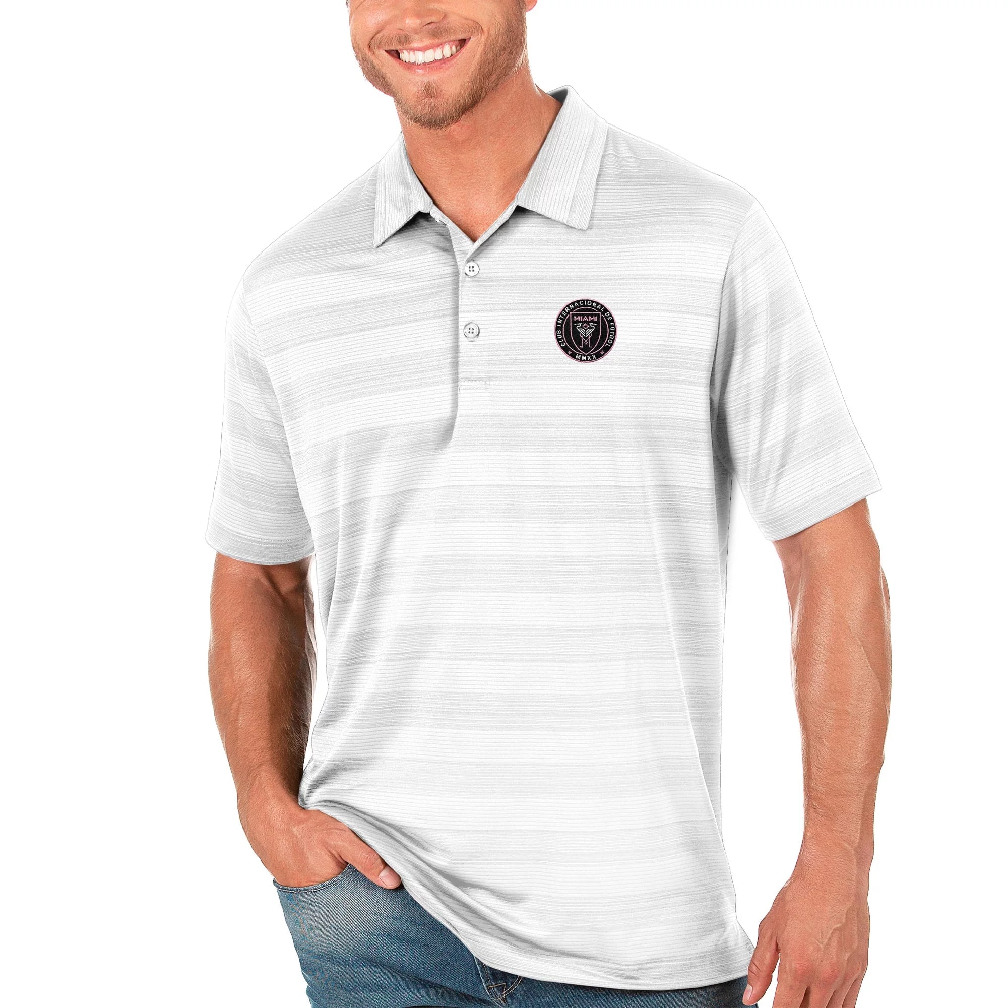 Men's Antigua White Inter Miami CF Compass Polo