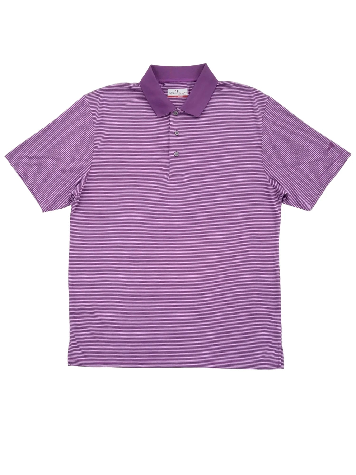 Grand Slam Mens Dewberry Purple Stripe Performance Golf Polo Shirt Small