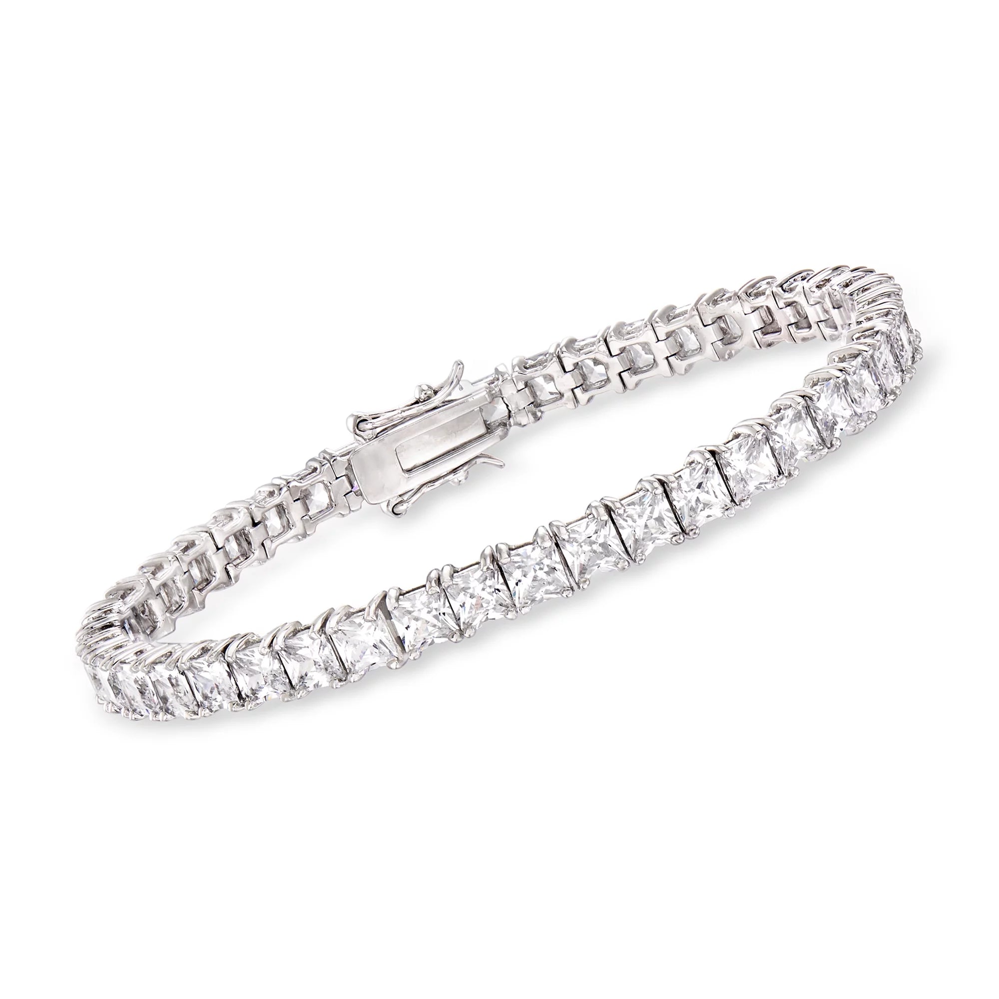 Ross-Simons 16.00 ct. t.w. Princess-Cut CZ Tennis Bracelet in Sterling Silver, Women's, Adult