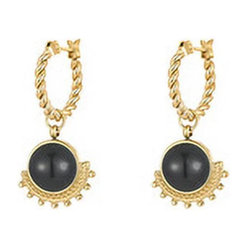 Hot Sales wholesale Stainless Steel 18K Gold Plated Natural Stone Inset AWH Star Stud Earrings for Women