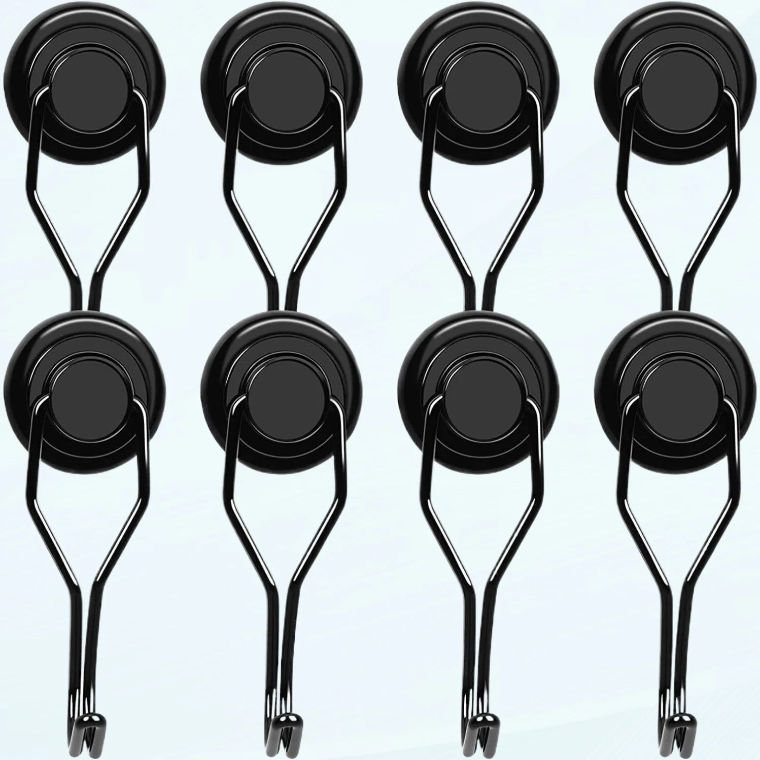 Magnetic Hooks Heavy Duty, Strong Swivel Magnet Hooks for Hanging, 60lbs Black Magnetic Hooks for Grill, Cruise Cabins, Refrigerator, Classroom, Kitchen- Pack of 8
