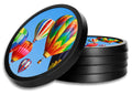 Silicone Non-Slip Drink Coasters with Removable Printed Absorbent Felt Pad - Set of 4 - Hot Air Balloons