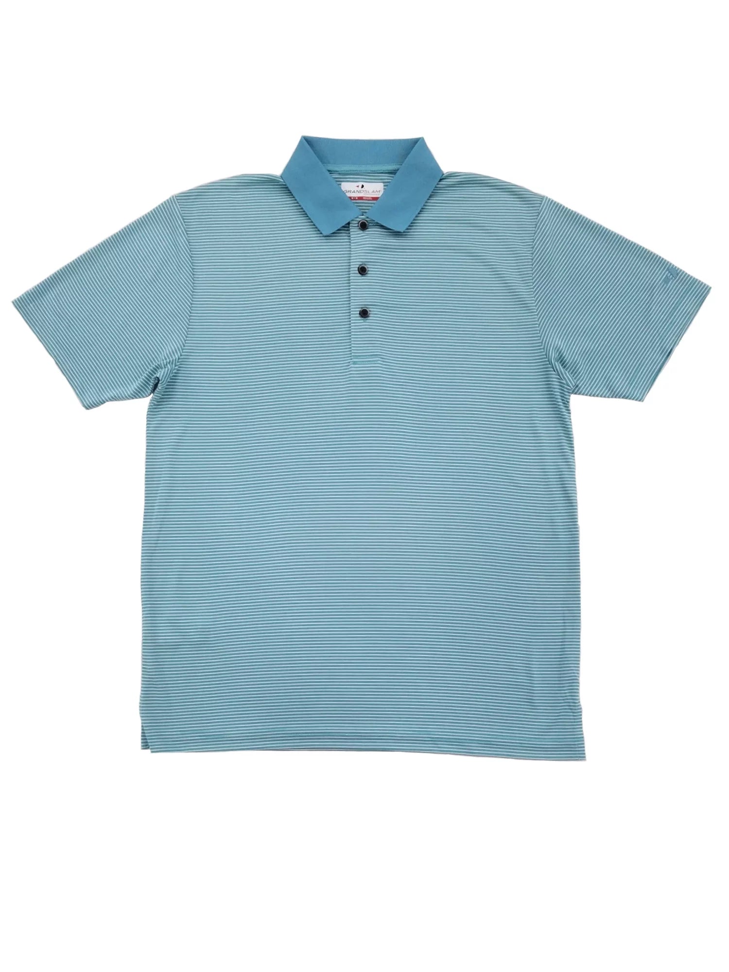Grand Slam Mens Delphinium Blue Stripe Performance Golf Polo Shirt XXL