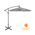 Westin Outdoor 10 Ft Solar LED Patio Cantilever Umbrella, Black/White Stripe