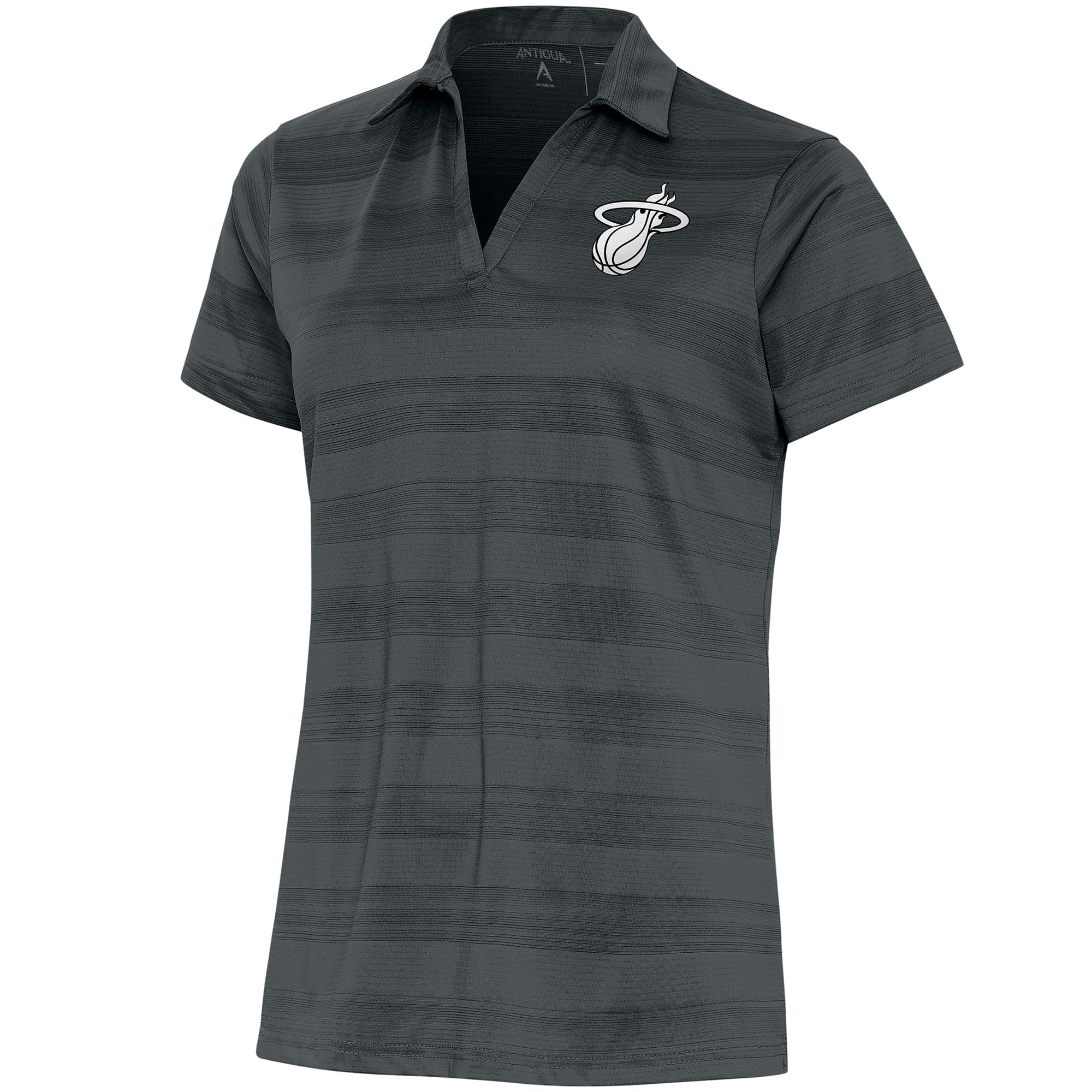 Women's Antigua  Charcoal Miami Heat Brushed Metallic Compass Polo