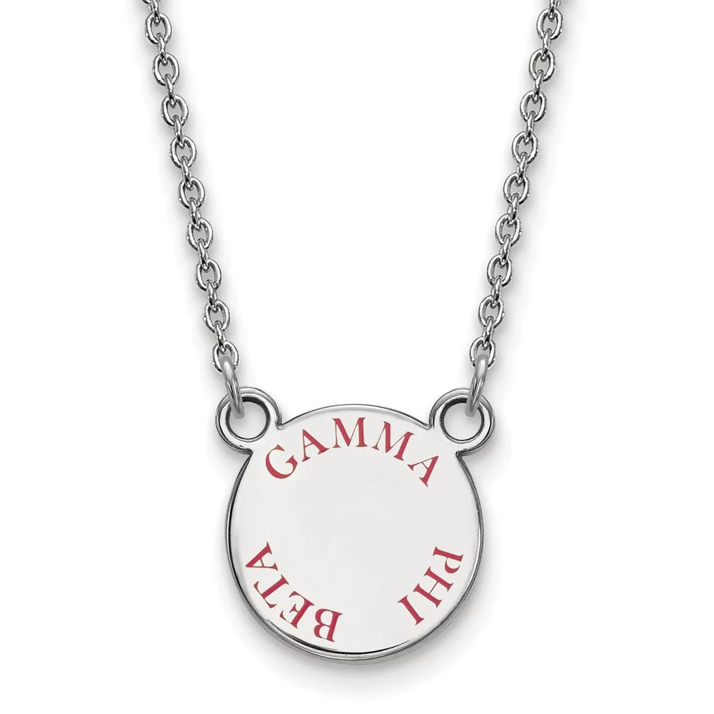 925 Sterling Silver Rh-plated LogoArt Gamma Phi Beta Sm Enl Pend With Necklace; for Adults and Teens; for Women and Men