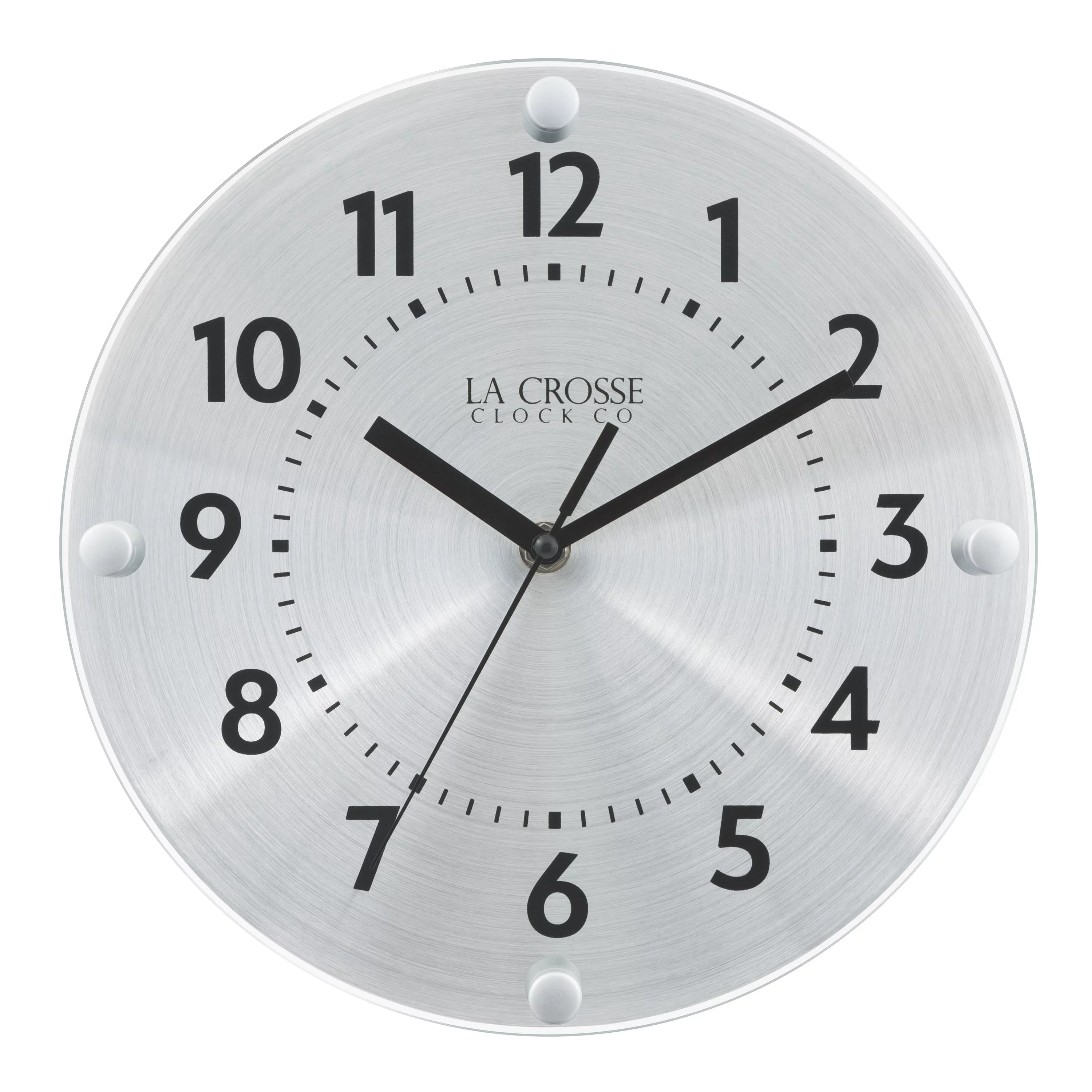 La Crosse Clock 10-inch Orion Metal Silent Sweeping Quartz Analog Wall Clock, 404-3725