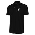Men's Antigua Black Miami Heat Metallic Logo Tribute Desert Dry Polo