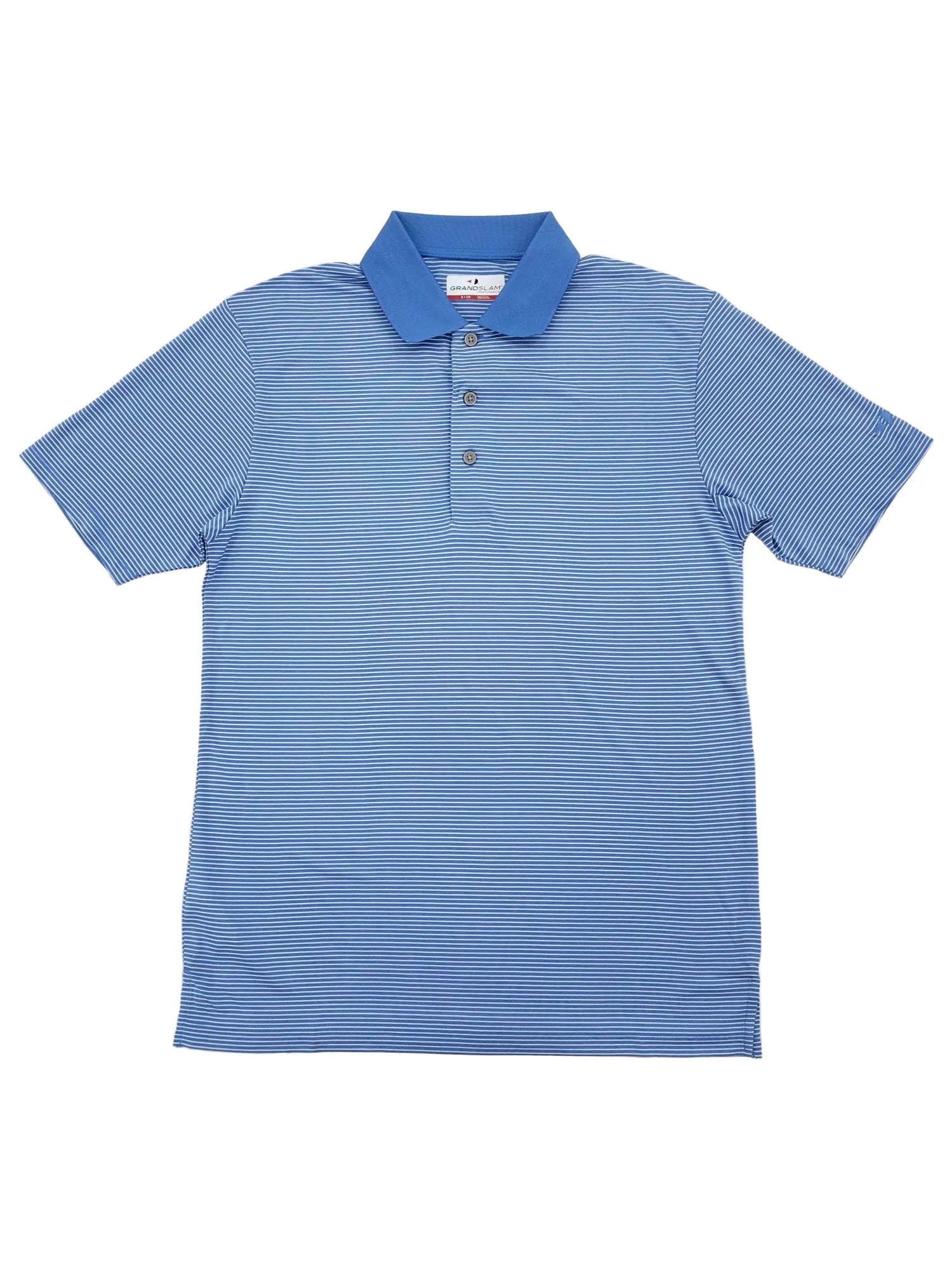 Grand Slam Mens Regatta Blue Stripe Performance Polo Shirt Small