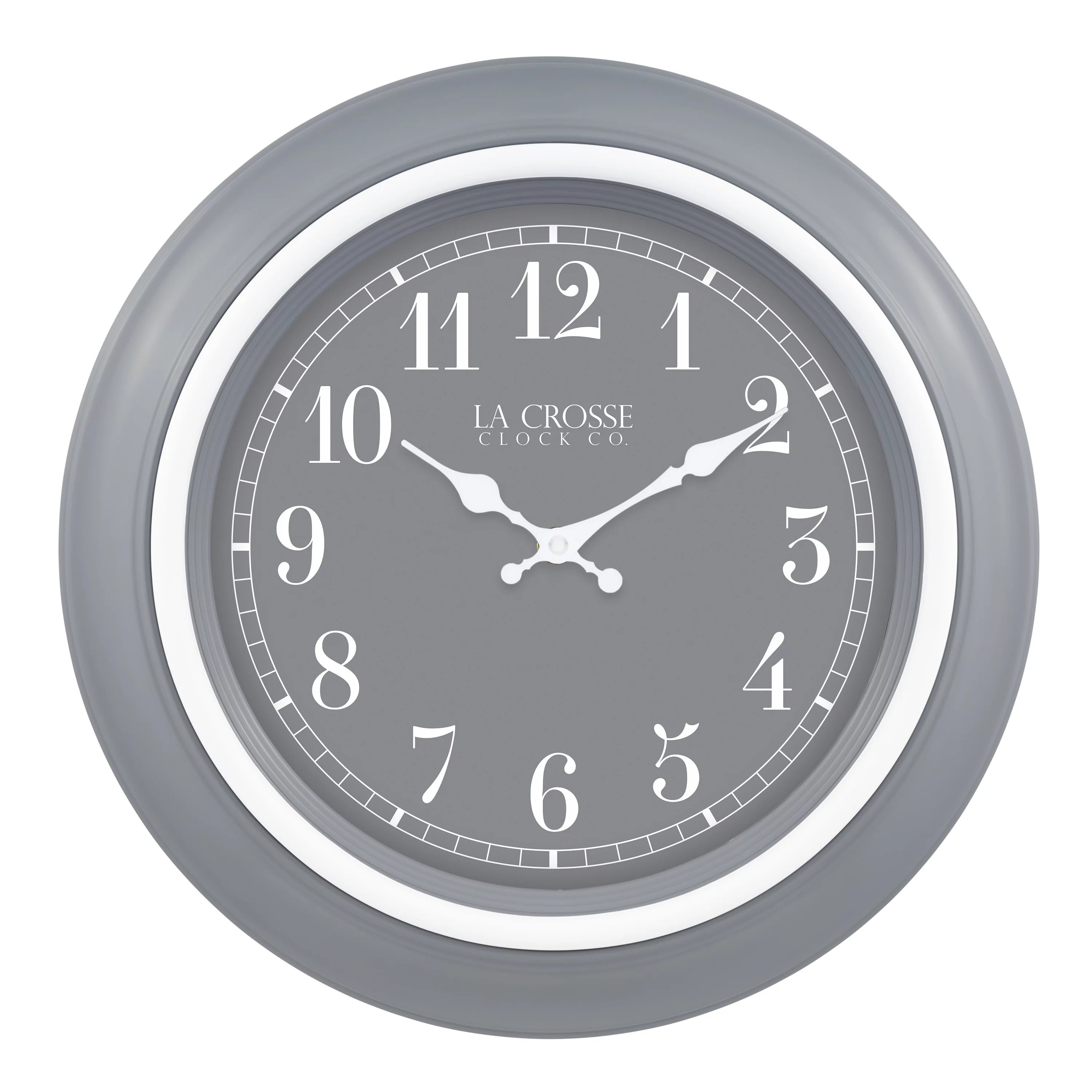 La Crosse Clock 18-inch Louisa Gray Quartz Analog Wall Clock, 404-3846