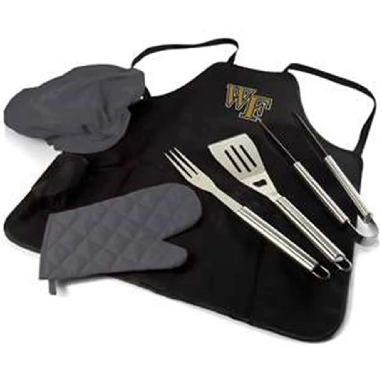 Picnic Time 635-88-179-614-0 Wake Forest University Demon Deacons Digital Print BBQ Apron Grill Tool Set Tote Pro Bag, Black