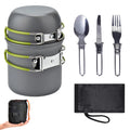 1 Person Camping Cookware Mess Kit With Stainless Steel Forks Knives Spoons For Camping, Backpacking, Outdoor Cooking And Picnic