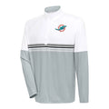 Men's Antigua White/Black Miami Dolphins Bender Quarter-Zip Pullover Top