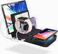 70W Charging Station for Multiple Devices, 5 in 1 Fast Charging Dock with 10W Max Wireless Charger and 4 Ports (Black)