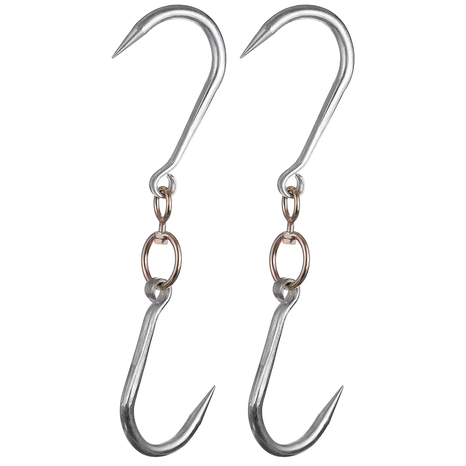 Uxcell 11.3'' Swivel Meat Hooks, 0.57'' Thickness Galvanized Processing Butcher Hooks, 2 Pack