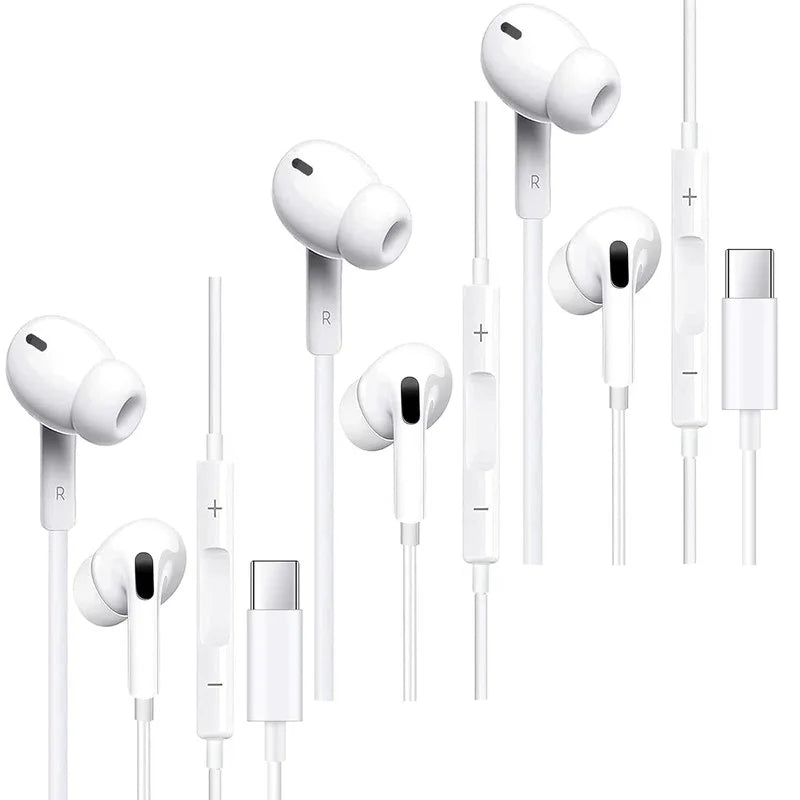 3 Pack USB C Headphone for Samsung S23 FE S22 S21 S20 A53 A54 Wired Earbuds in-Ear Type C Earphone with Microphone Volume Control Bass Stereo Fits Most Android.