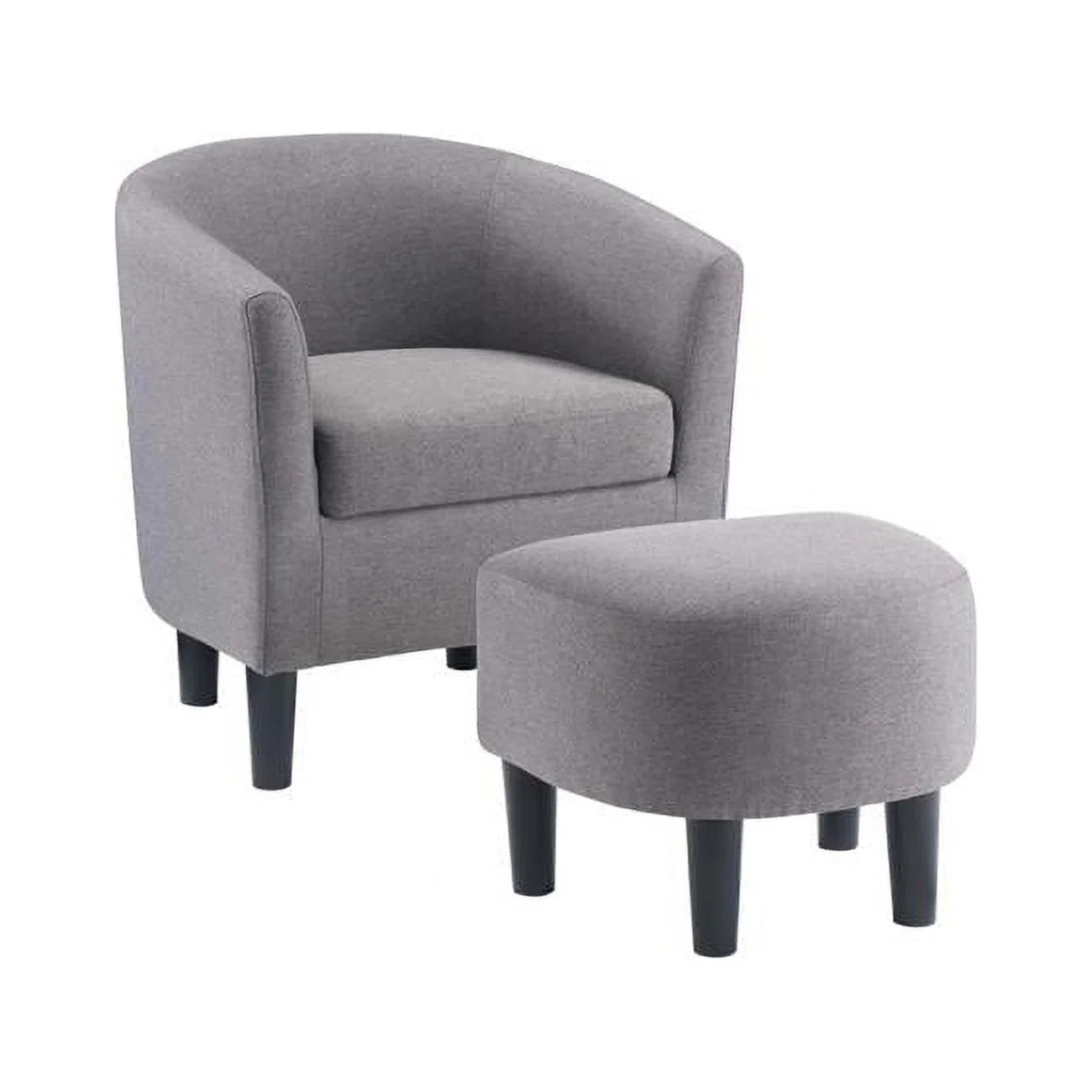 Take a Seat Churchill Accent Chair with Ottoman, Cement Gray Fabric