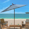 SAFAVIEH Cannes 9' Market Push Wooden Patio Umbrella, Baby Blue