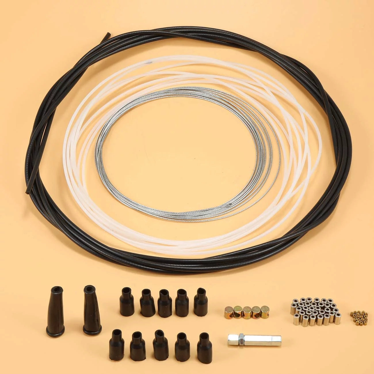 5 Metres Motorcycle DIY Throttle Cable Kit Neoprene Boots Nipples Ferrules For Pit Dirt Bikes.