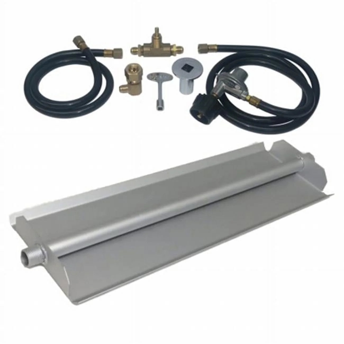 18 in. 14GA Powder Coated Linear Burner Pan Kit, Liquid Propane