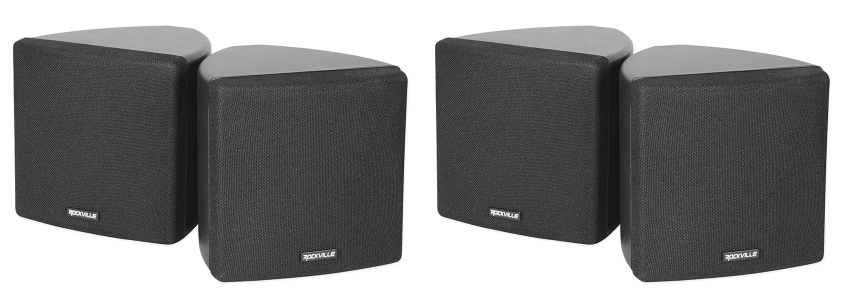 4 Rockville Cube 70v Black 3.5 Commercial Swivel Wall Mount Restaurant Speakers
