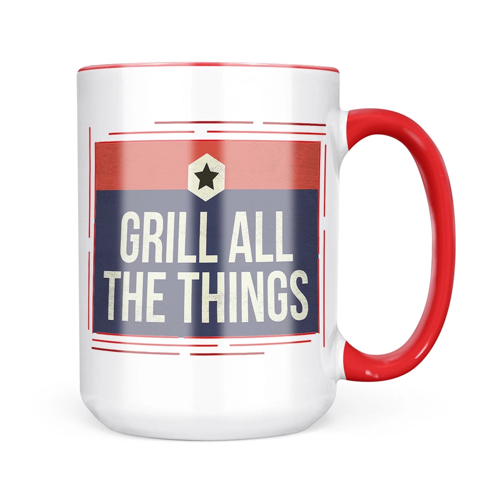Christmas Cookie Tin Grill All The Things Fourth of July Patriotic Star Mug gift for Coffee Tea lovers