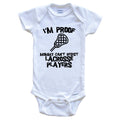 I'm Proof Mommy Can't Resist Lacrosse Players Funny Lacrosse Baby Bodysuit, 0-3 Months White