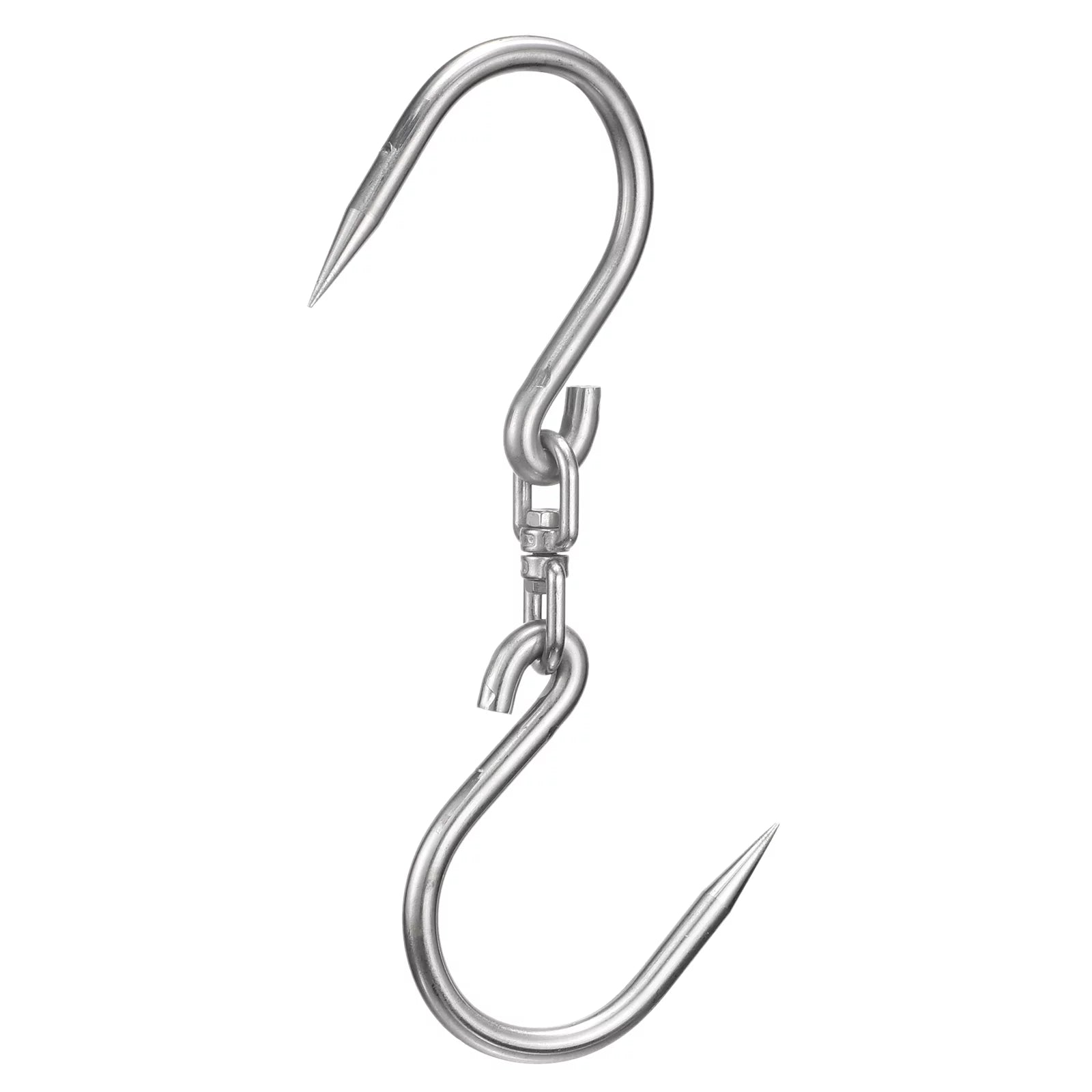 Uxcell 14.5'' Double Meat Hooks, 0.55'' Thickness Stainless Steel Swivel Meat Hook