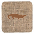 Carolines Treasures  Alligator Burlap and Brown Foam Coasters - Set of 4