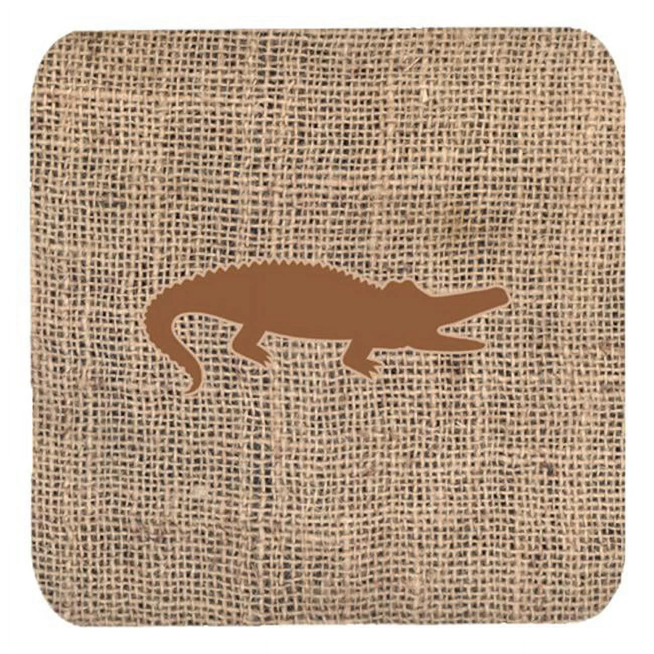 Carolines Treasures  Alligator Burlap and Brown Foam Coasters - Set of 4