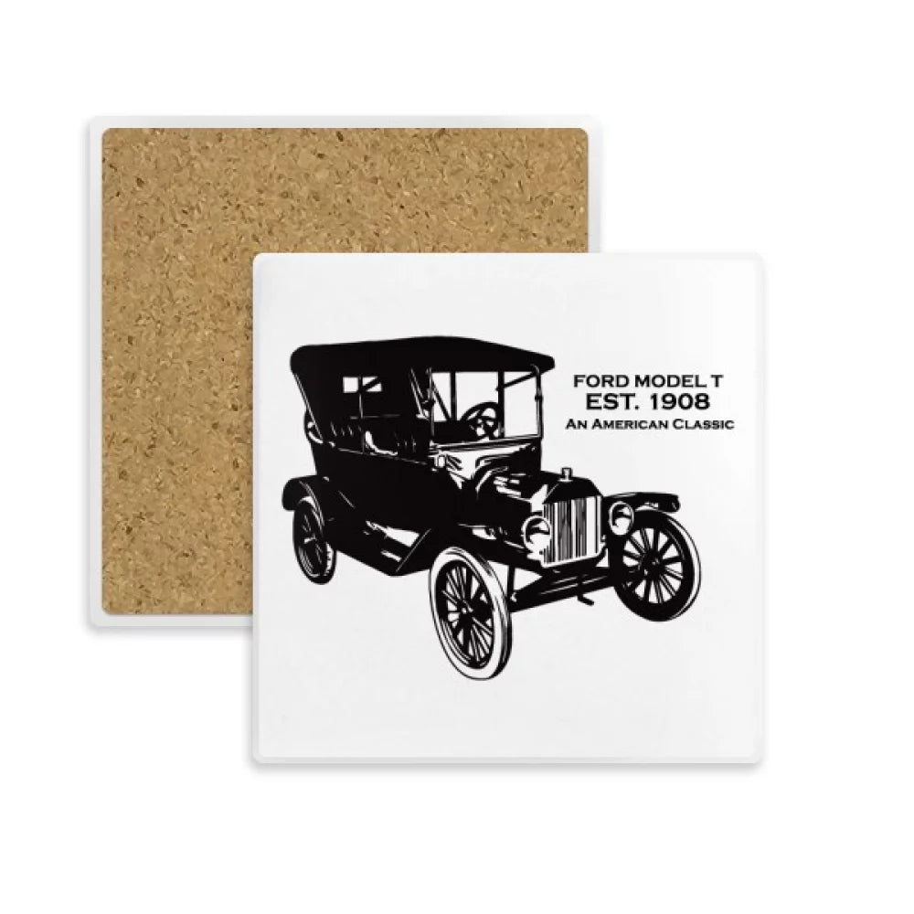 Black Classic Cars Mechanical Pattern Square Coaster Cup Mat Mug Subplate Holder Insulation Stone