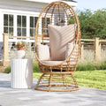 Barton Swivel Egg Chair Wicker Seat with Water-Resistant Cushion, Beige