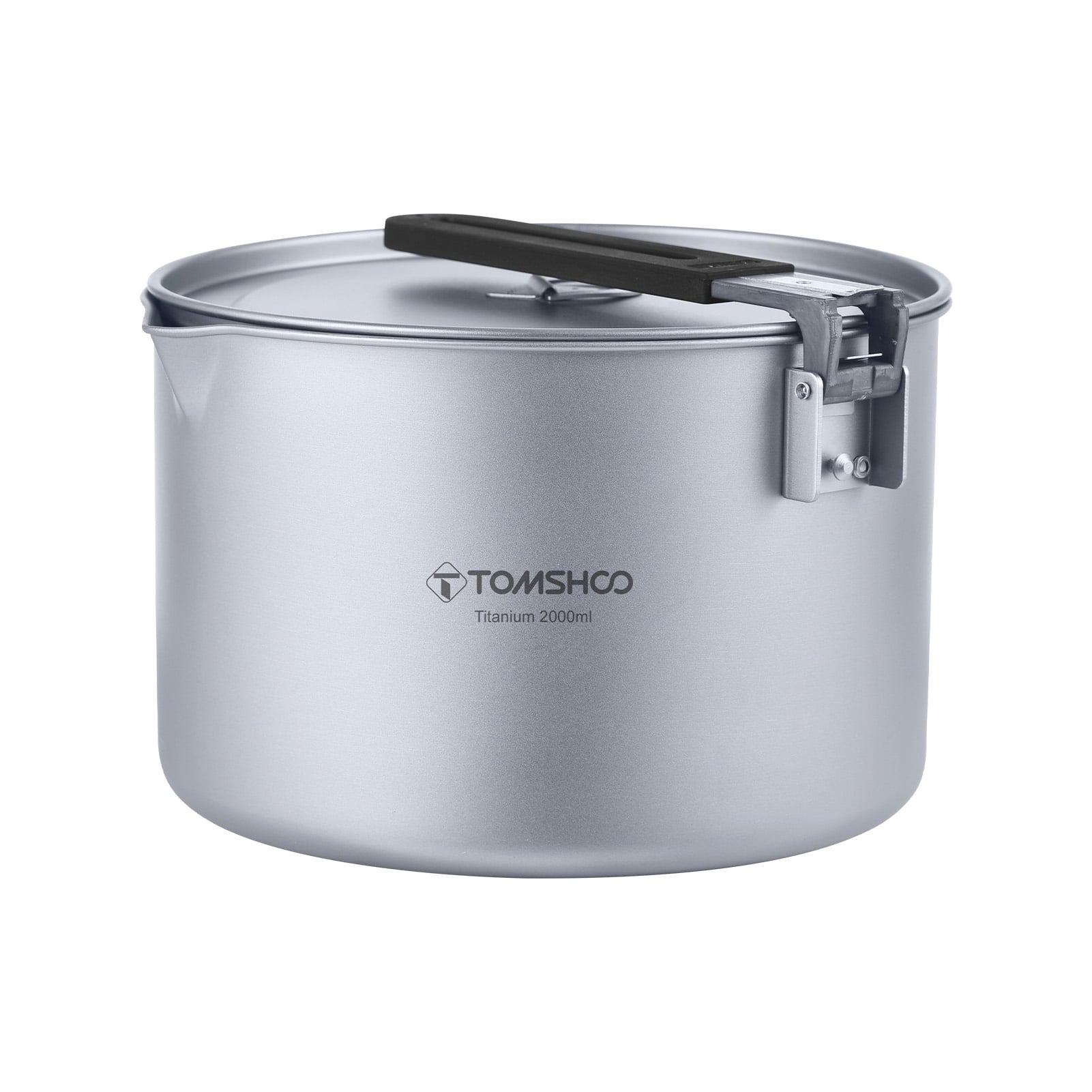 TOMSHOO 2L Camping Soup Pot with Lid, Collapsible Handle, Backpacking Cookware for Cooking
