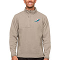 Men's Antigua Oatmeal Miami Dolphins Course Quarter-Zip Pullover Top