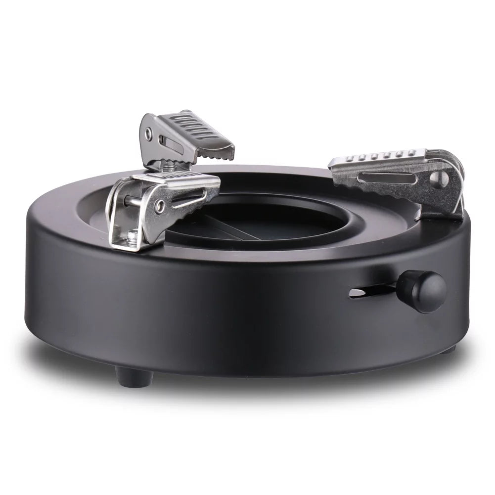 Outdoor Portable Stainless Steel Furnace Adjustable Firepower Lightweight Wind Proof for Camping Barbecue Hot Pot Outdoor Cooking Black
