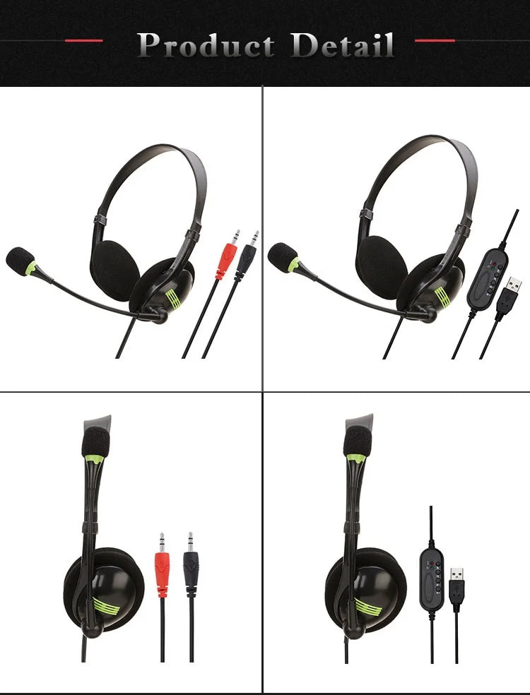 3.5mm Wired Surround Stereo Gaming Headset Headband Bass Headphone With Boom Mic for PC Universal