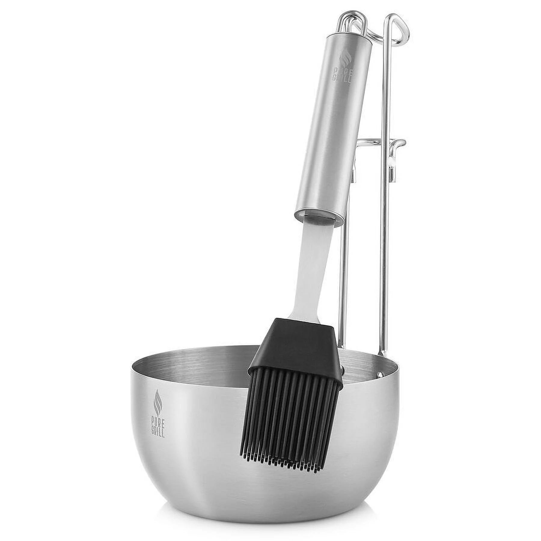 Stainless Steel BBQ Sauce Pot with Silicone Basting Brush Kitchen Utensil Set