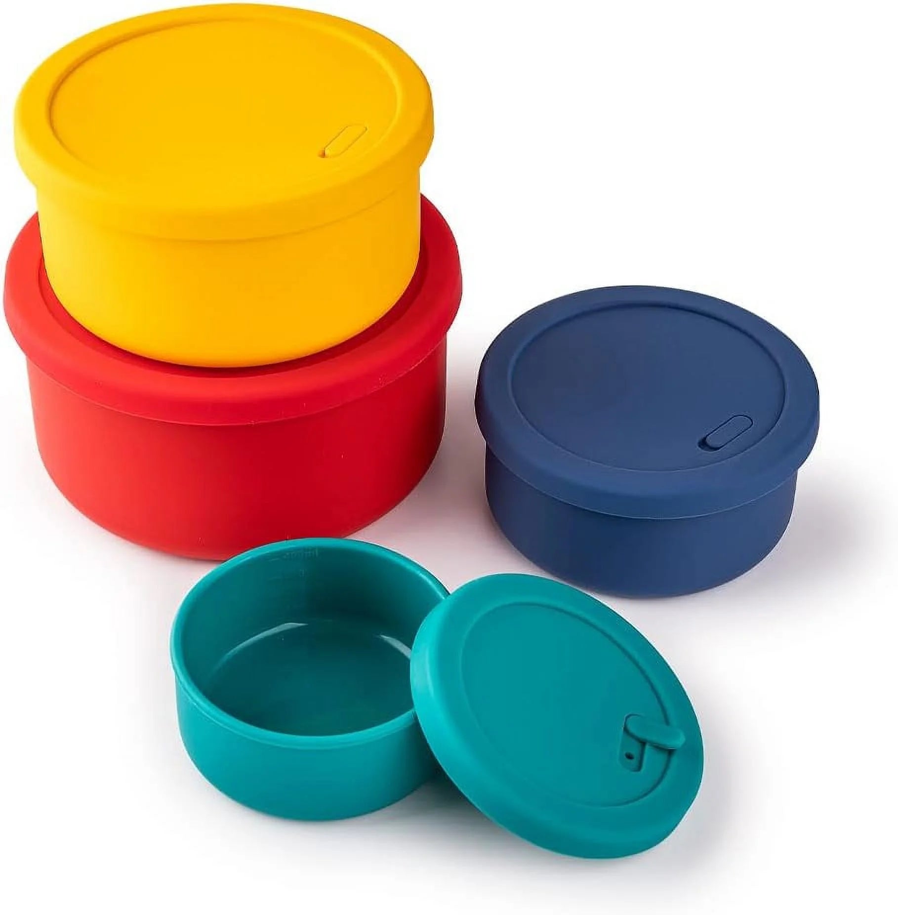 KSENDALO Large Silicone Bowls with Lids Set of 4,Silicone Food Storage Containers, Mix Color2